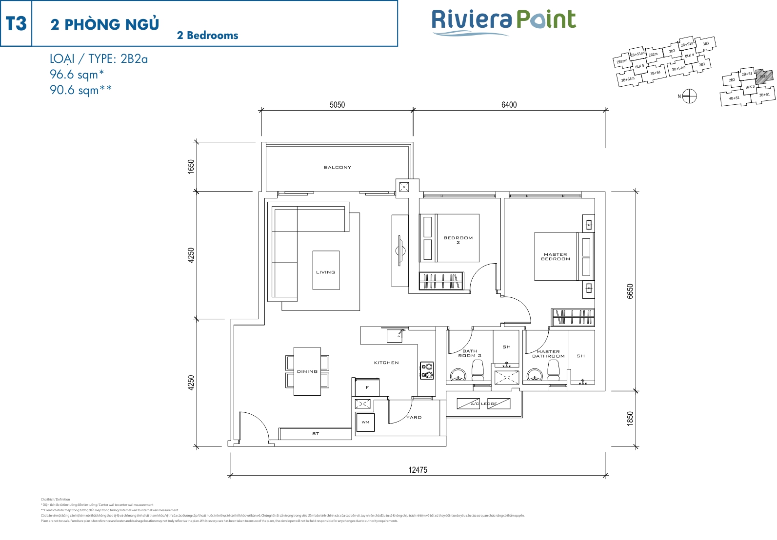 Mặt bằng căn hộ Riviera Point loại 2 phòng ngủ