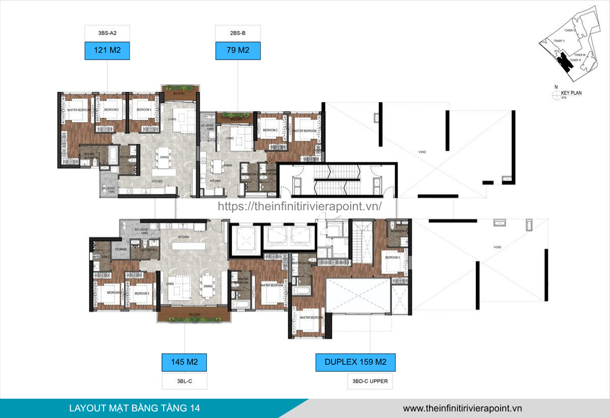 Mặt bằng tầng 14 Tòa T10 The Infiniti Riviera Point