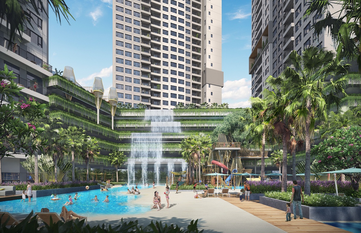 Tiện ích hồ bơi thác nước The Infiniti Riviera Point