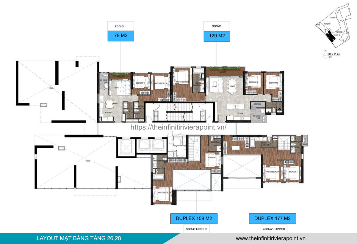Mặt bằng tầng 26,28 Tòa T10 The Infiniti Riviera Point