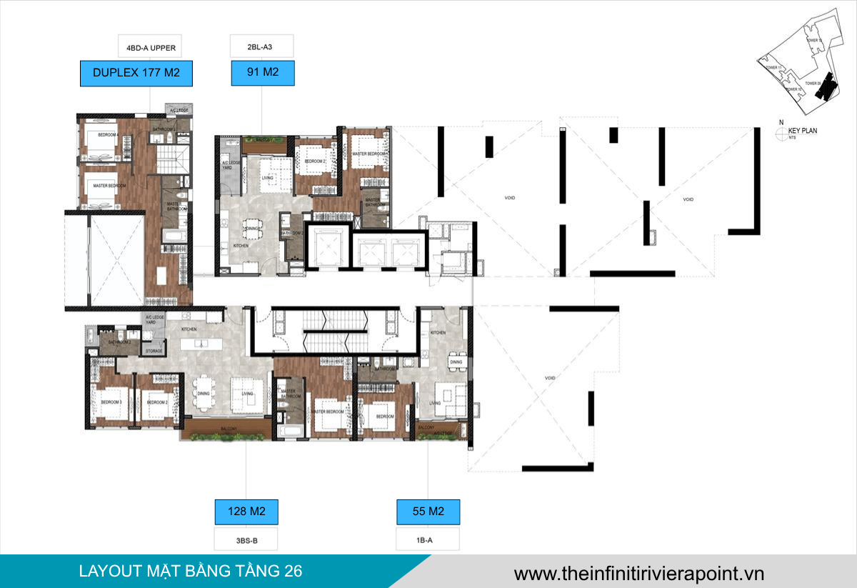 Mặt bằng tầng 26 The Infiniti Riviera Point