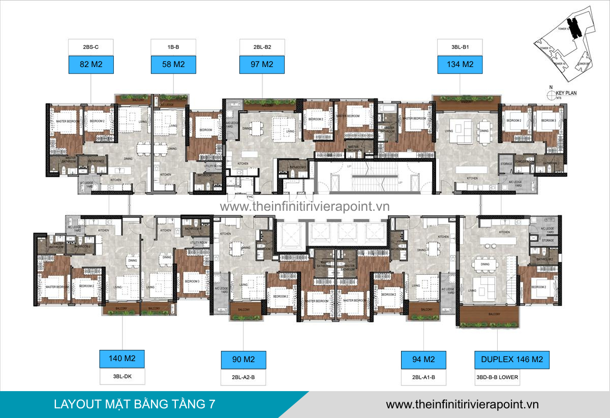 Mặt bằng tầng 7 Tòa T12 The Infiniti Riviera Point