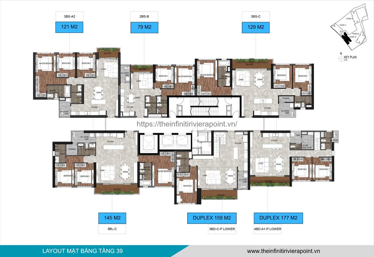 Mặt bằng tầng 39 Tòa T10 The Infiniti Riviera Point