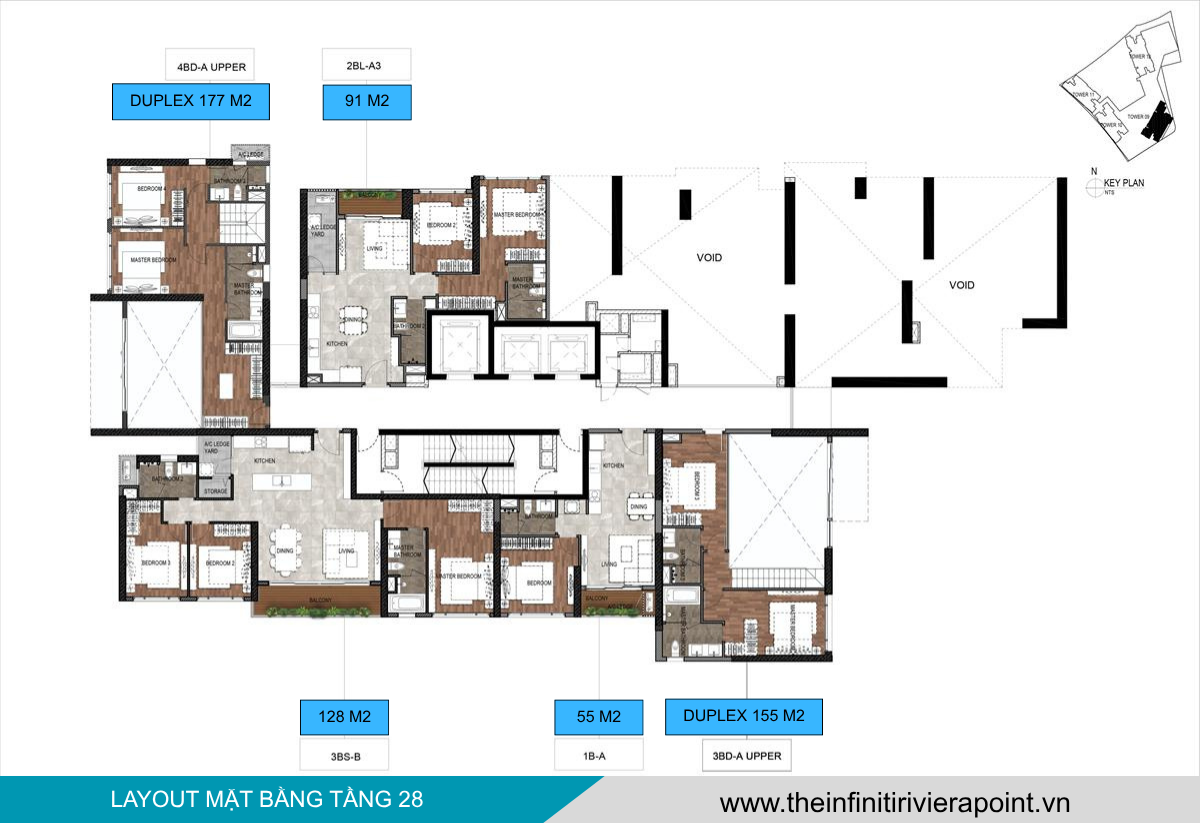 Mặt bằng tầng 28 The Infiniti Riviera Point