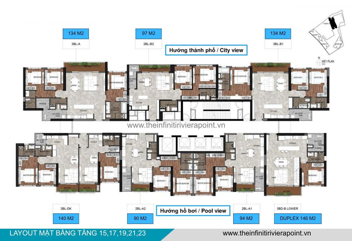 Mặt bằng tầng 15,17,19,21,23 Tòa T12 The Infiniti Riviera Point