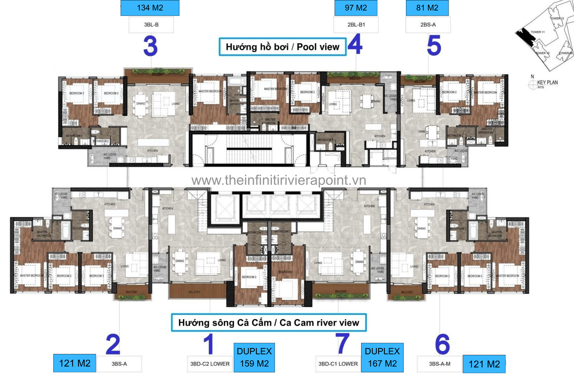 Mặt bằng điển hình tòa T11 The Infiniti Riviera Point