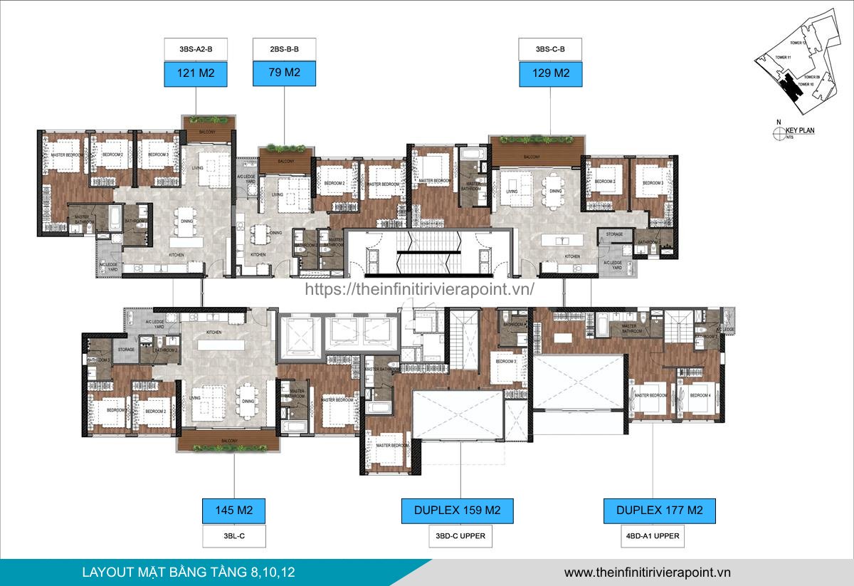 Mặt bằng tầng 8,10,12 Tòa T10 The Infiniti Riviera Point
