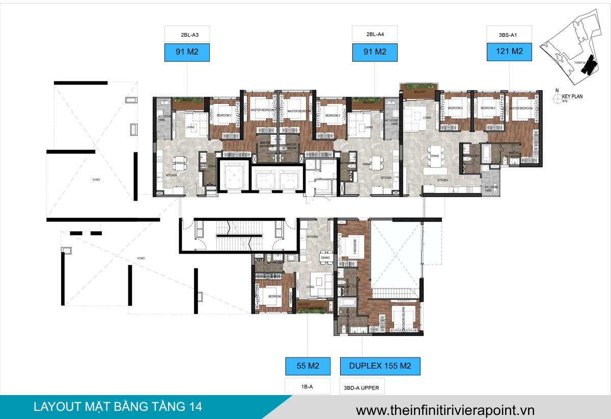 Mặt bằng tầng 14 The Infiniti Riviera Point