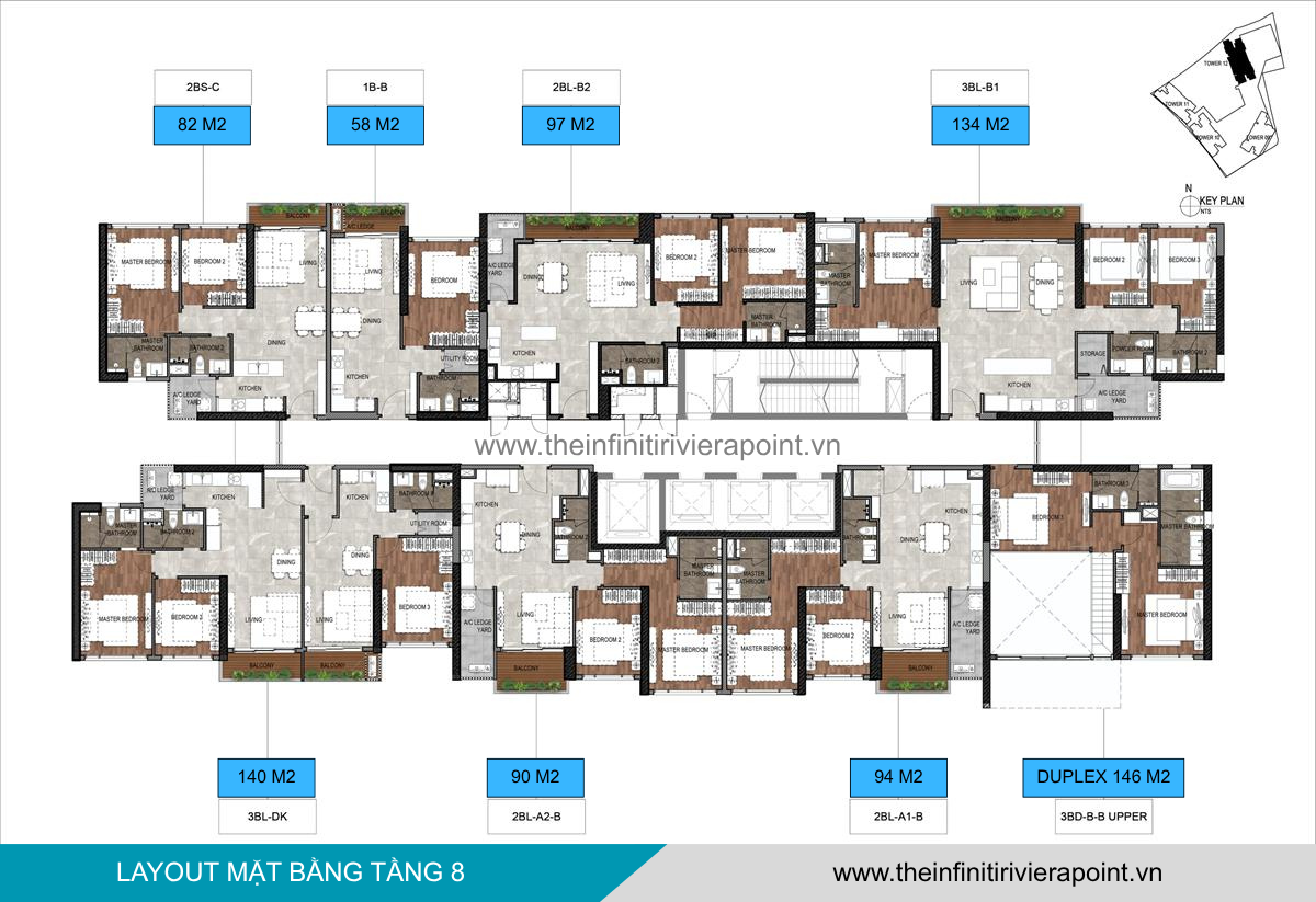 Mặt bằng tầng 8 Tòa T12 The Infiniti Riviera Point