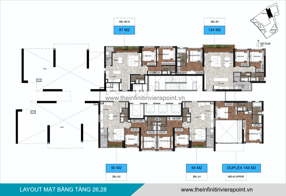 Mặt bằng tầng 26,28 Tòa T12 The Infiniti Riviera Point