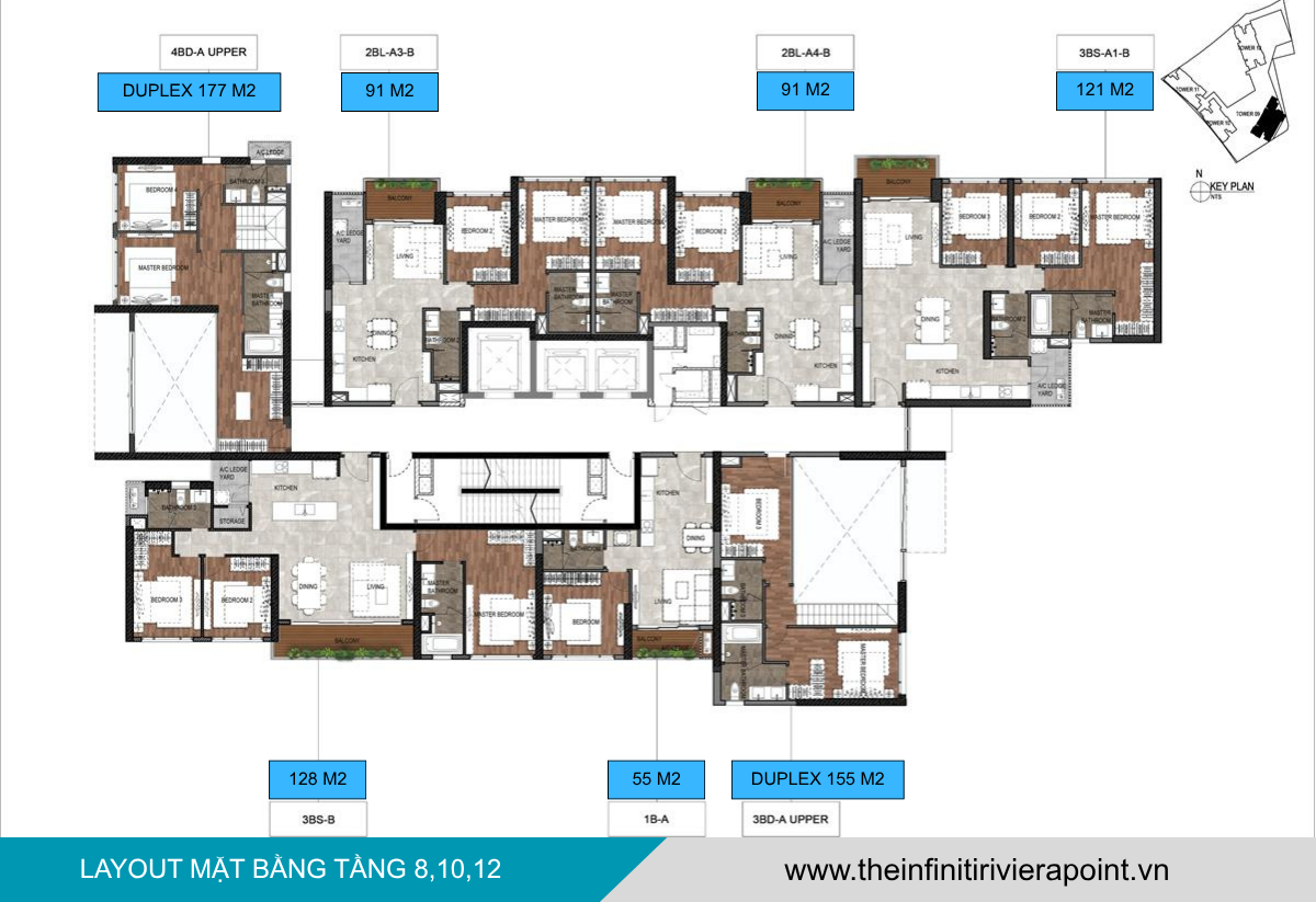 Mặt bằng tầng 8,10,12 The Infiniti Riviera Point