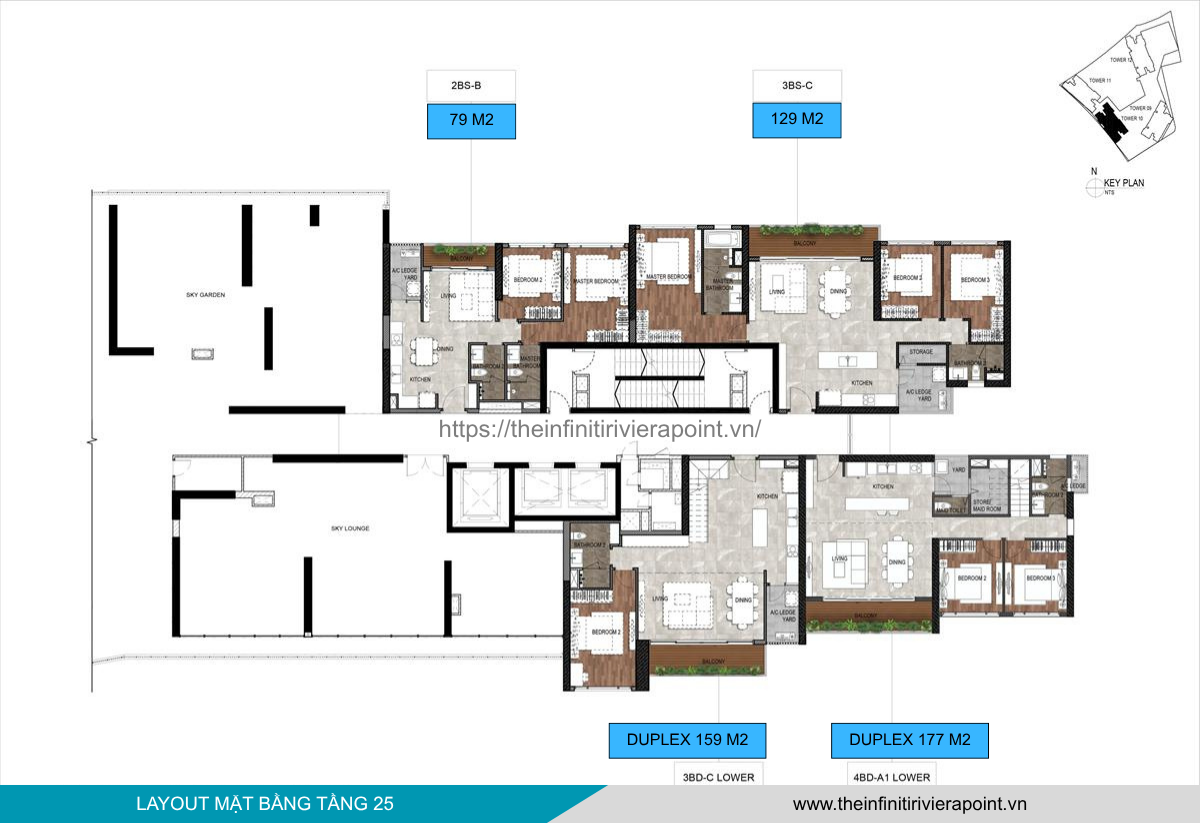 Mặt bằng tầng 25 Tòa T10 The Infiniti Riviera Point