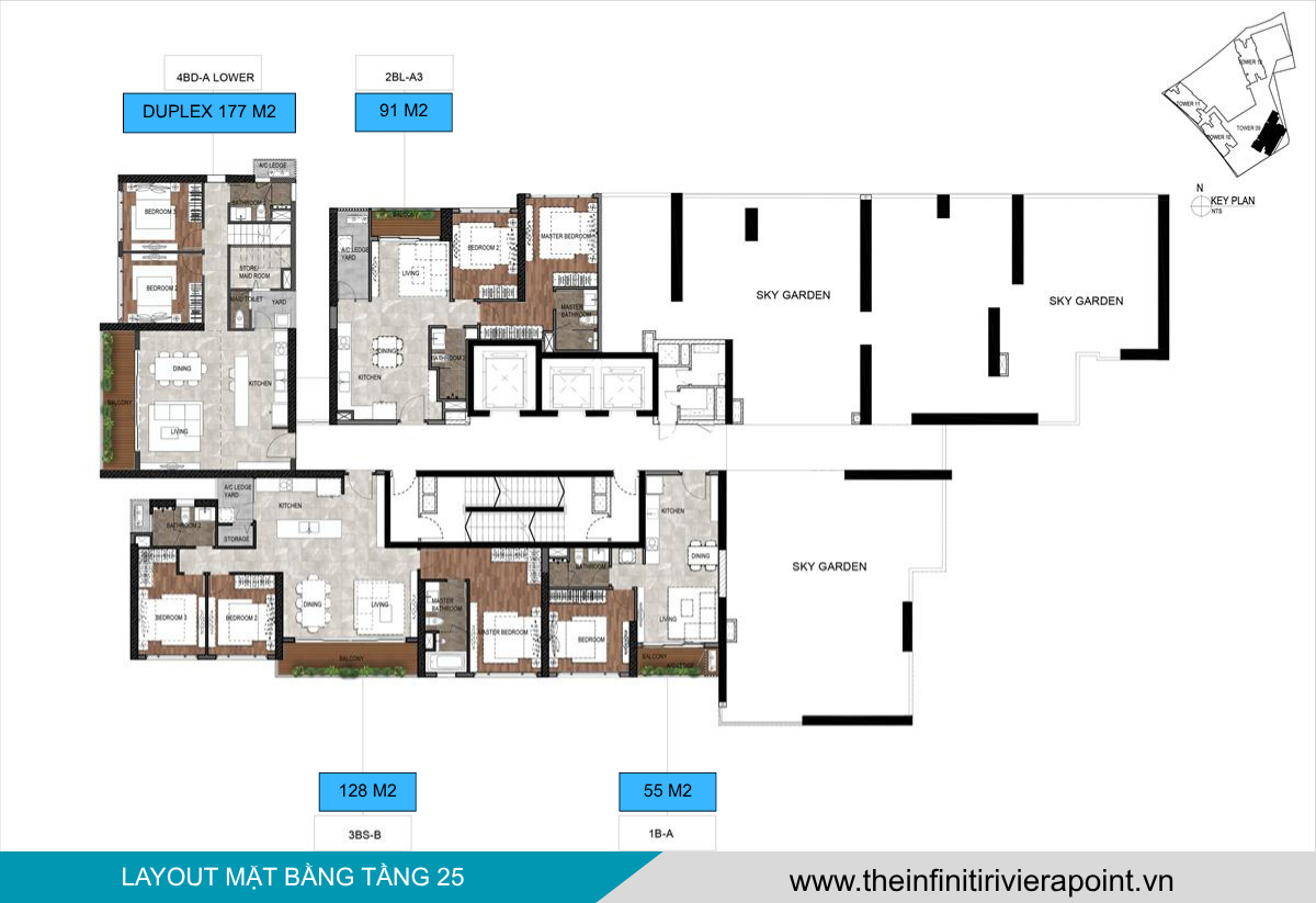 Mặt bằng tầng 25 The Infiniti Riviera Point