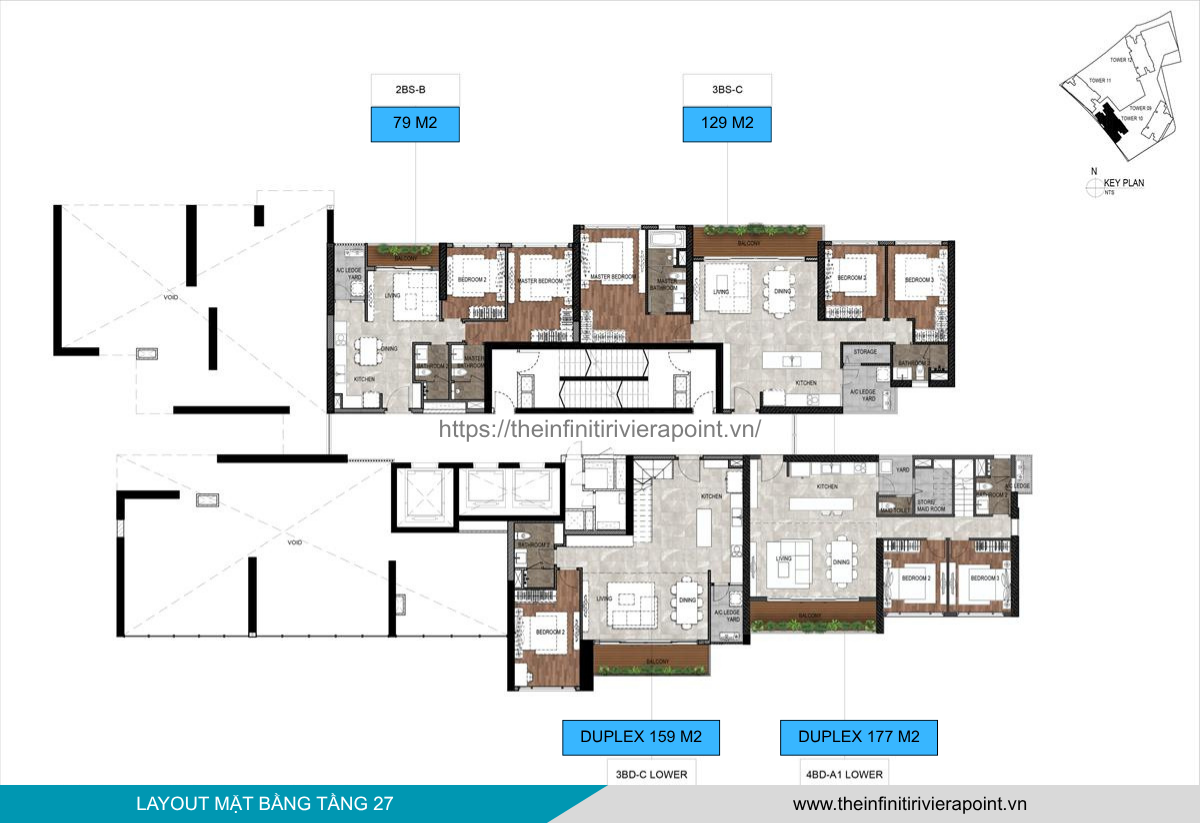 Mặt bằng tầng 27 Tòa T10 The Infiniti Riviera Point